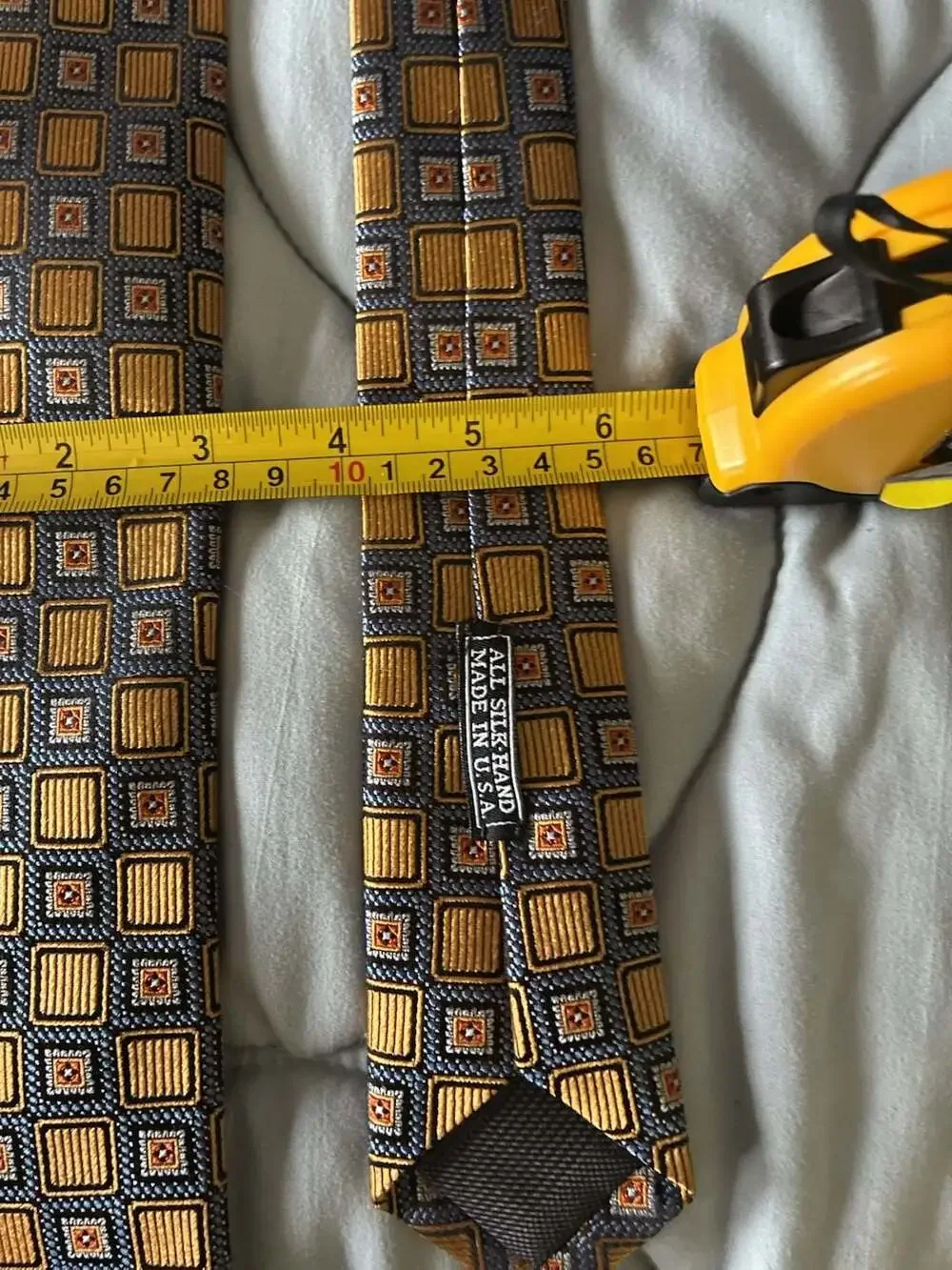 JZ Richards Boulder Men's Silk Necktie with Geometric Square Pattern A720
